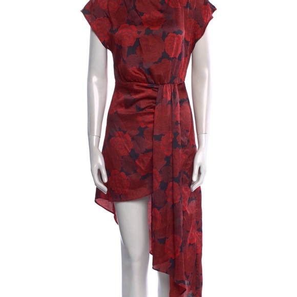 L'Academie Elaina Mini Dress Red Peony HiLo NYE Holiday Party Wedding Guest M - Picture 4 of 11